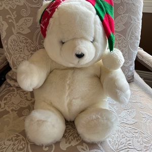 Big teddy bear with Christmas hat
